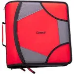 Case It King Size Mighty Zip Tab Binder, 3 Rings, 4" Capacity, 11 x 8.5, Red