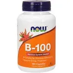 NOW Supplements, Vitamin B-100, Energy Production*, Nervous System Health*, 100 Veg Capsules