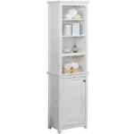 Alaterre Furniture Dorset Bathroom Storage Tower with Open Upper Shelves and Lower Cabinet