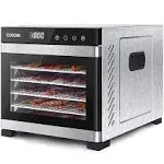 COSORI Food Dehydrator for Jerky, Large Drying Space with 6.48ft², 600W Dehydrated Dryer, 6 Stainless Steel Trays, 48H Timer, 165°F Temperature Control, for Herbs, Meat, Fruit, and Yogurt, Silver