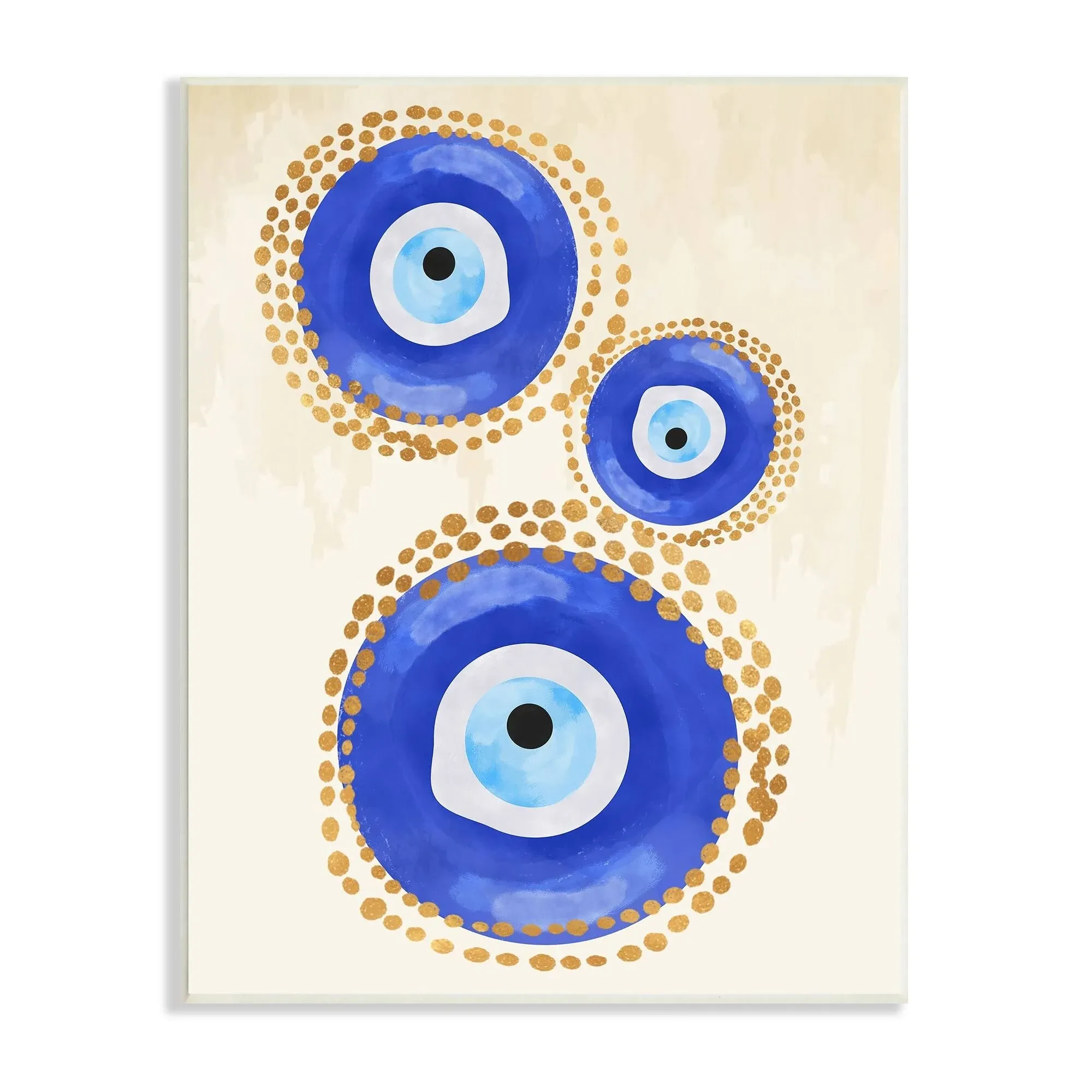 Stupell Industries Round Blue Evil Eye Pattern Dotted Detail Wall Plaque Art