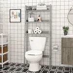 Utex 3-Shelf Bathroom Organizer Over The Toilet, Bathroom Spacesaver (Gray)