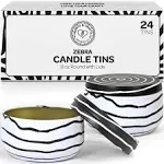 Hearts & Crafts Zebra Candle Tins 8 oz with Lids - 24-Pack of Bulk Candle Jars for Making Candles, Arts & Crafts, Storage, Gi