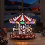 Mr. Christmas Marquee Deluxe Carousel Musical Animated Indoor Christmas Decoration, 15 Inch,