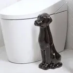 Black Labrador 2-Piece Ceramic Toilet Brush Holder with Plastic Brush Set