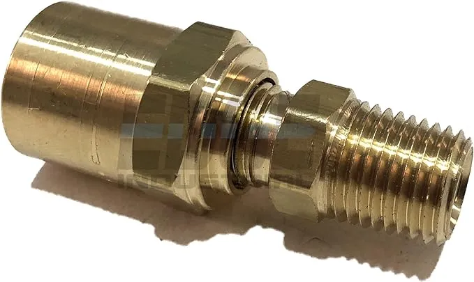 Brass Reusable Fitting Adapter 1/4&#034; NPTF Male X 3/8&#034; Hose ID X 5/8&#034; Hose OD