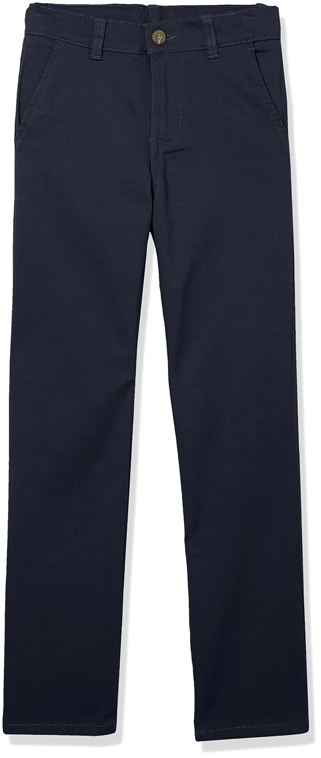 Izod Navy Boys Flat Front Comfort Waistband Pants, US Husky 14