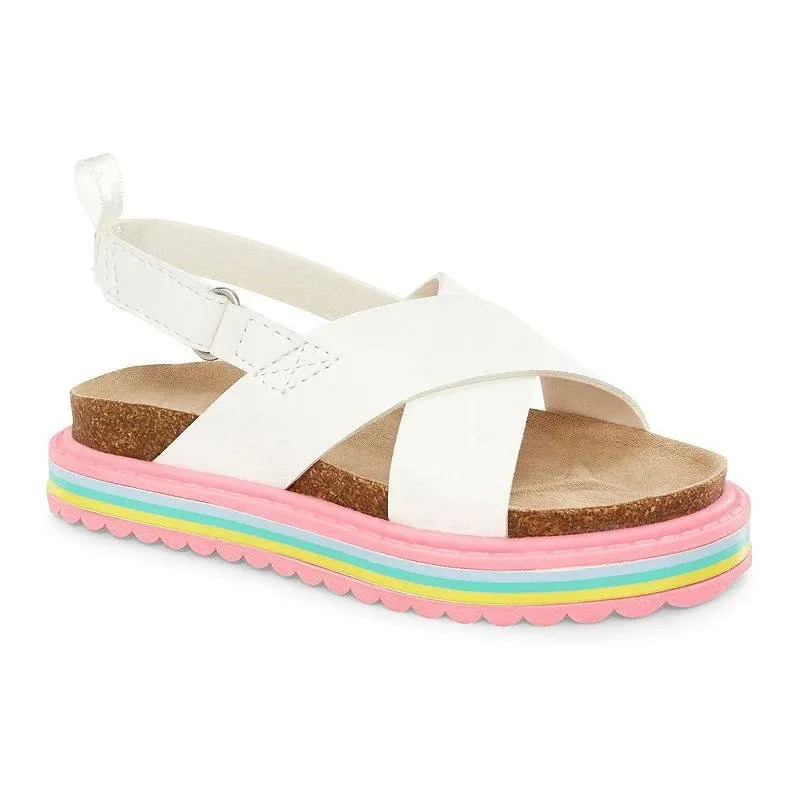 Carter’s Girls White Cindy Rainbow Sole Sandals NWT No Box -5T