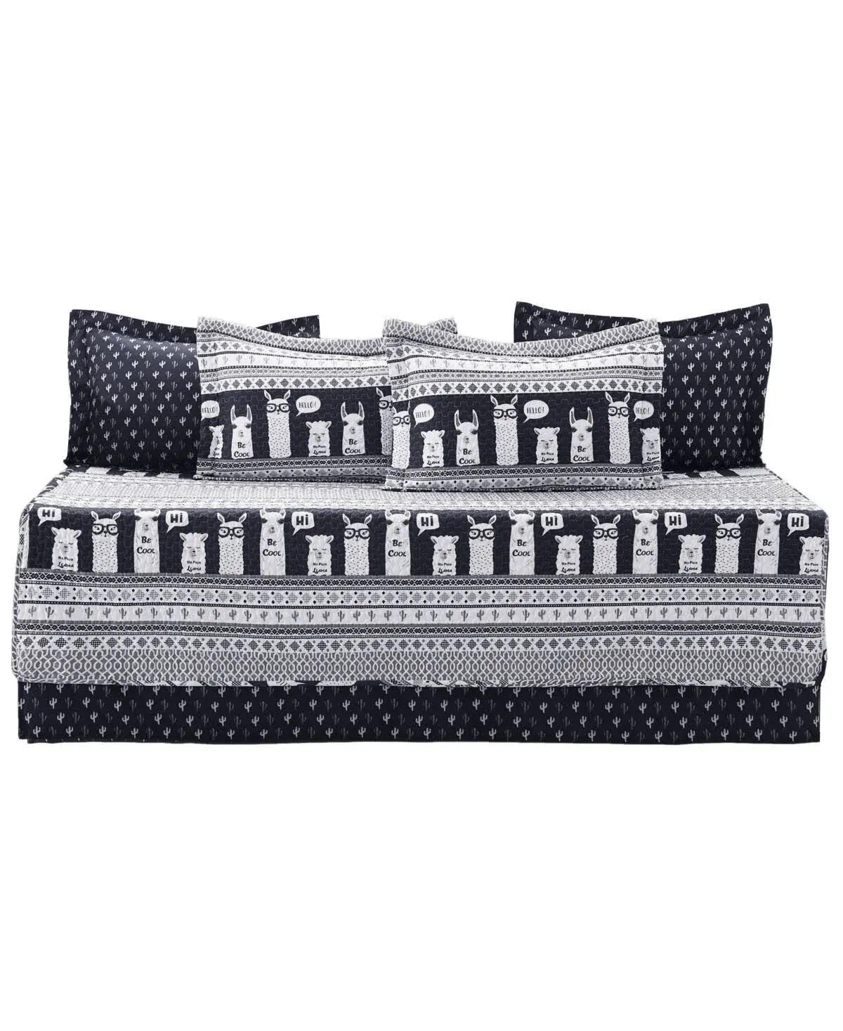 Lush Decor Llama Stripe 6 Piece Daybed Set Navy Blue