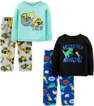 Simple Joys by Carter's Boys and Toddlers' 4-Piece Pajama Set (Cotton Top & Fleece Bottom)