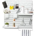 YOKEPO Pegboard Combination Kit with 4 Pegboards with 15 Accessories Modular Hanging for Home Office Wall Organizer, Crafts Organization, Ornaments Display, White | 22" x 22" Peg Boards Wall mount