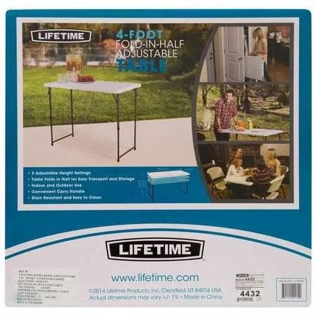 Lifetime 4432 4-Foot Half Adjustable Folding Table, Almond