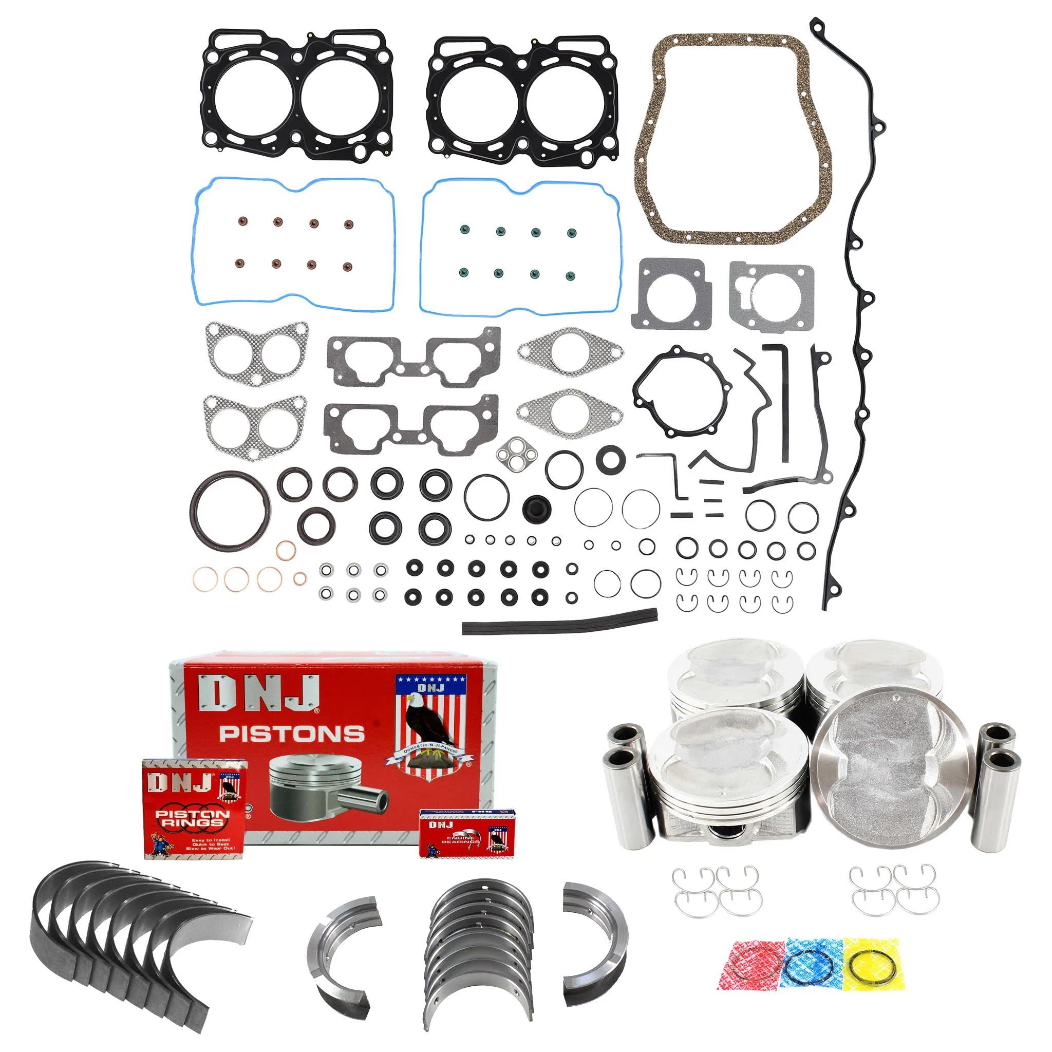 DNJ EK715D Engine Rebuild Kit for 2006-2011 / Subaru/Forester, Impreza, Legacy, Outback / 2.5L / SOHC / H4 / 16V / 2458cc / EJ253