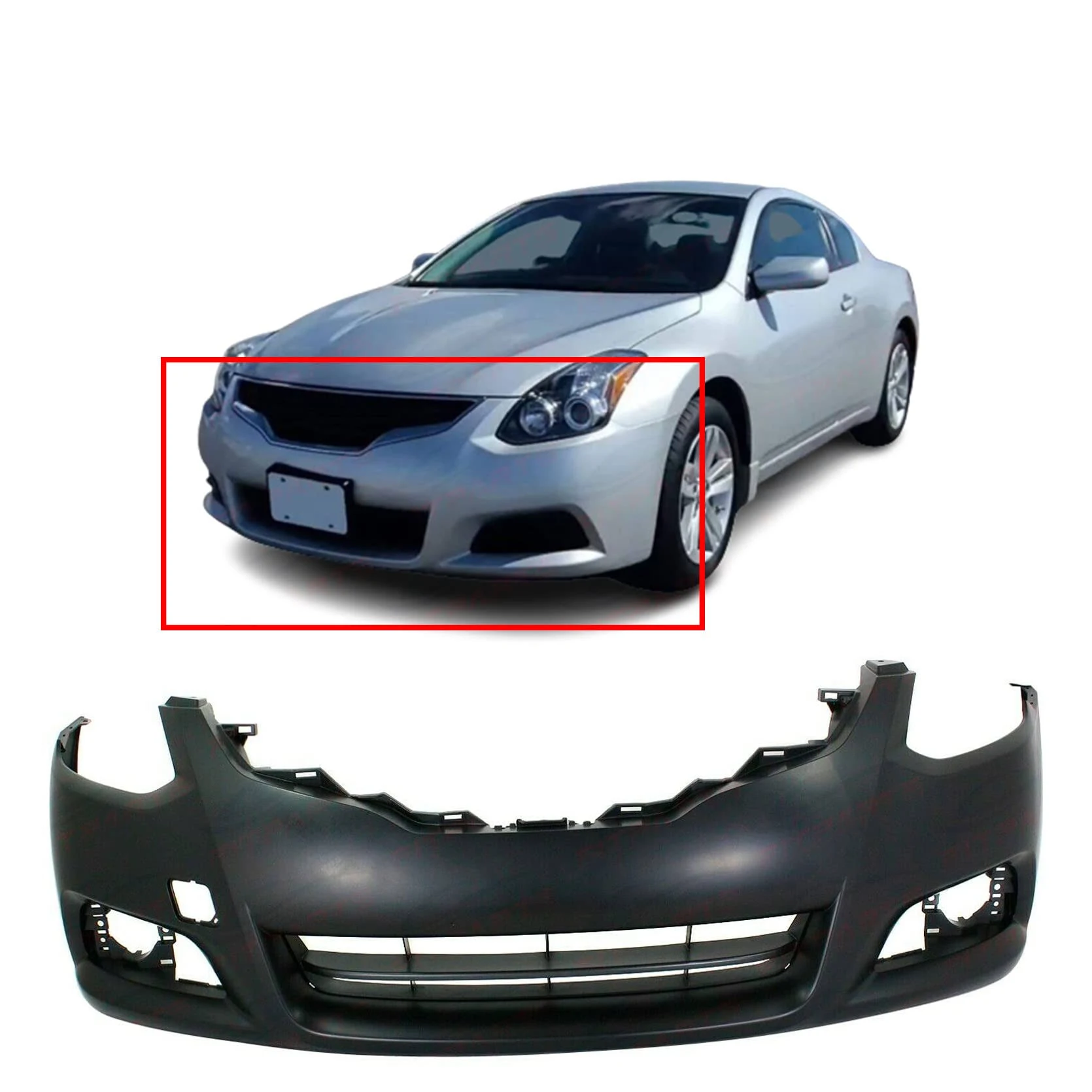 FitParts Compatible with Front Bumper Cover Fascia 2010-2013 Nissan Altima S Base SR Coupe 10-13. New Primed Without Sensor Holes, with Fog Light Holes. NI1000275 62022ZX10H