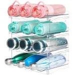 Water Bottle Organizer for Cabinet, Stackable Water Bottle Storage Rack for Kitchen Organization, Pantry Organizers and Storage, Wide Bottle Holder for Fridge, Drinks -4 Tiers for 16 Bottle