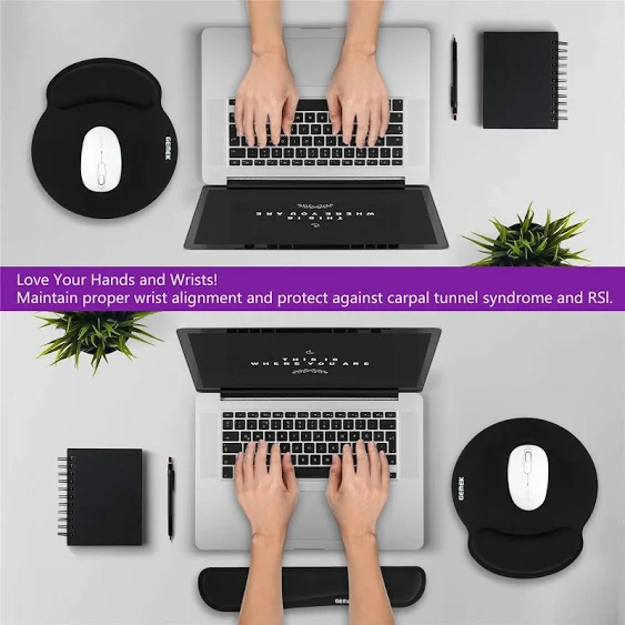 GEMEK Keyboard Wrist Rest Pad & Mouse Wrist Rest Support for Gaming Computer Laptop, Memory Foam Set for Easy Typing & Relief Getting Hand Hurt and Carpal Tunnel Syndrome Pain (Black)