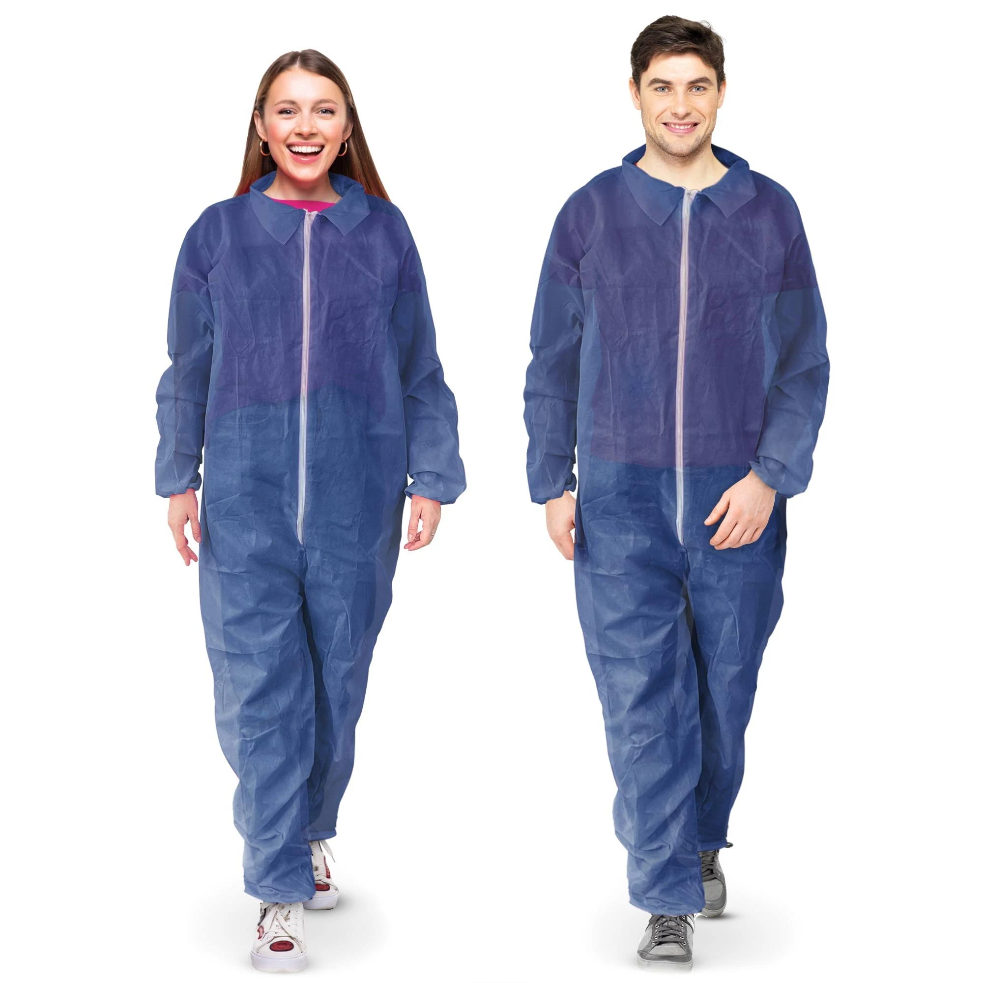 Disposable Coveralls PP 30 GSM with Zipper, Elastic Wrists, Folded Collar, Open Ankles