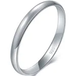 ATouch 925 Sterling Silver Ring High Polish Plain Dome Tarnish Resistant Comfort Fit Wedding Band 2mm Ring 4-12