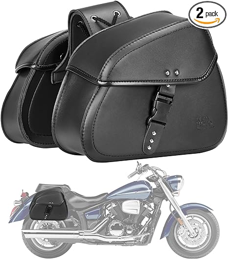 Kemimoto Motorcycle Saddlebags with Buckles 16L Waterproof Throw Over PU Leather ...