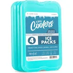 Cool Coolers by Fit & Fresh 4 Pack XL Slim Ice Packs, Quick Freeze Space Saving Reusable Ice Packs for Lunch Boxes or Coolers, Green