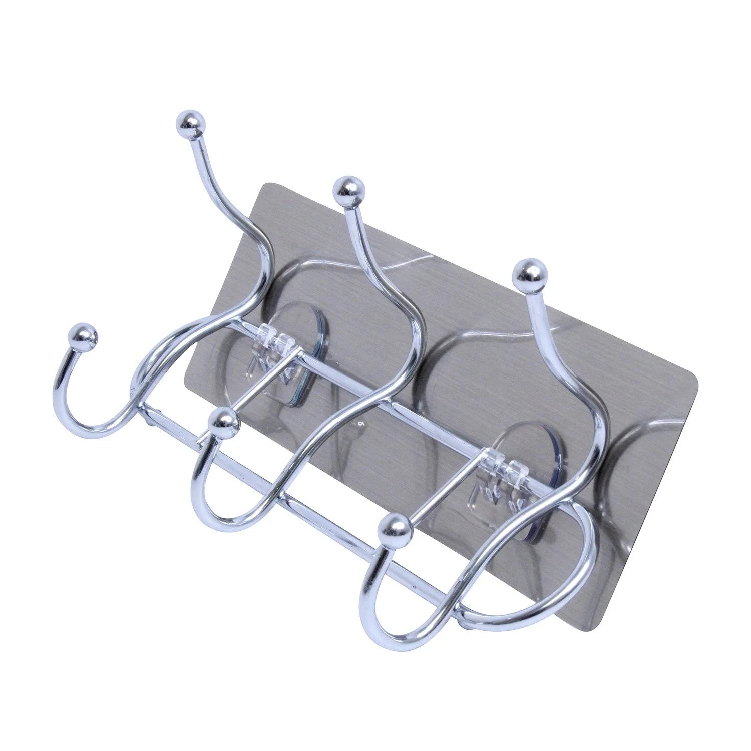 Adhesive Coat Rack Stainless Hat Hooks Coat Towel Rack 6 Hooks Metal Closet Hanger Hand Towels Rack Bathrooms Robe Holder Garage Kitchen Bath Home Clothes Rack