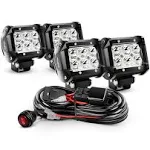 Nilight 4PCS 4 Inch 18W Spot Led Light Bars LED Work Lights Led Fog Lights Off Road Driving Lights with Off Road Wiring Harness