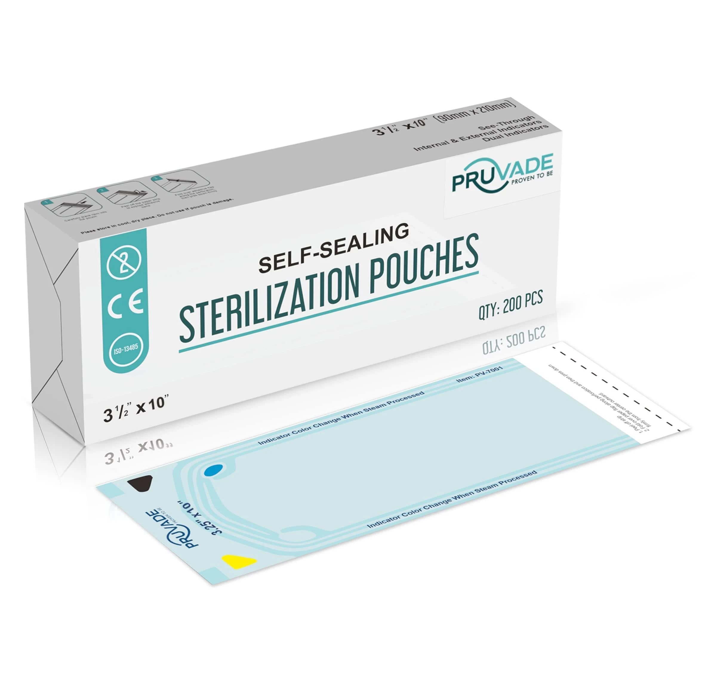 Sterilization Pouches - 200 Pack 3.5” x 10” Sterilizer Bags for Dental Offices - Autoclave Self Sealing Sterilization Pouch for Dental Instruments, Nail Techs, Tattoo, Medical Lab- 3.5” x 10”