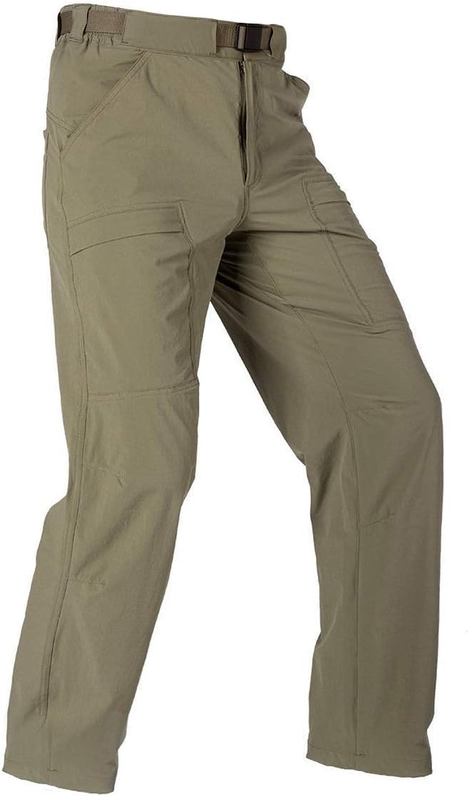 FREE SOLDIER Men's Outdoor Cargo Hiking Pants with Belt Lightweight Waterproof Quick Dry Tactical Pants Nylon Spandex