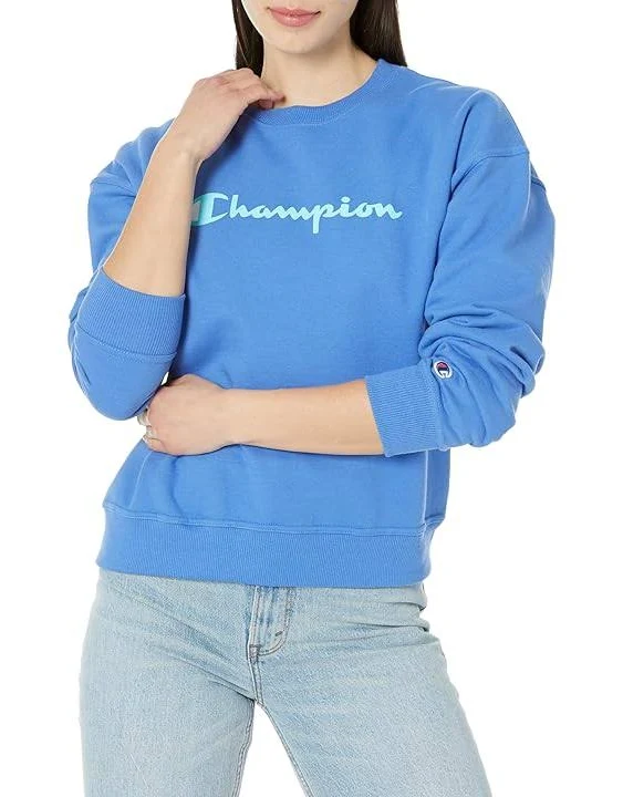 Champion Women's Sweatshirt, Powerblend, Crewneck for Women, Script (Plus Size Available)