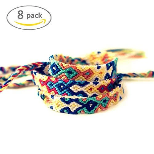 LoveInUSA 8PCS Woven Friendship Bracelet, Nepal Style Woven Bracelets Braided Friendship Bracelets for Women Men and Teens Handmade