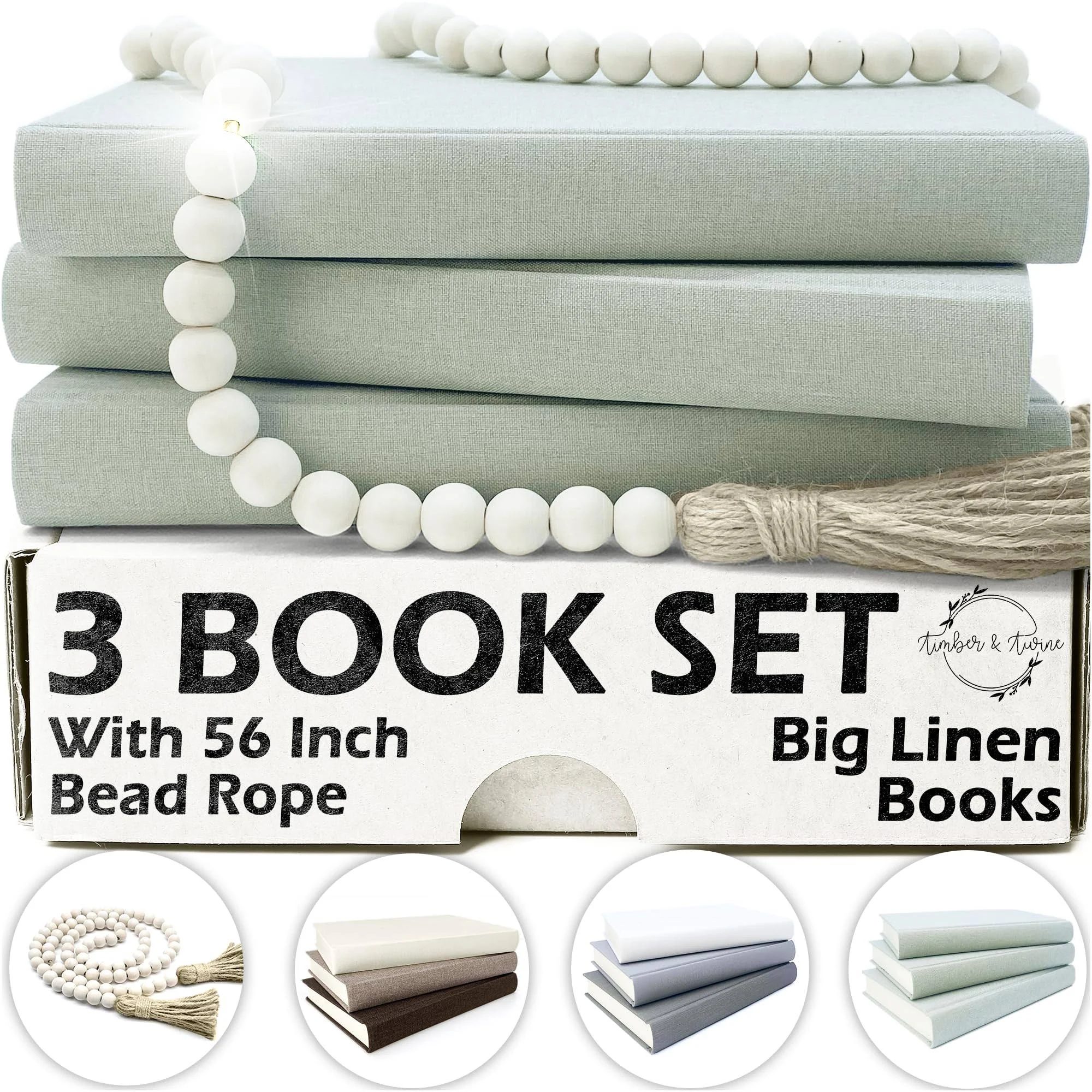 Linen Decorative Books for Home Decor - Designer Boho Decor Books for Coffee Tab