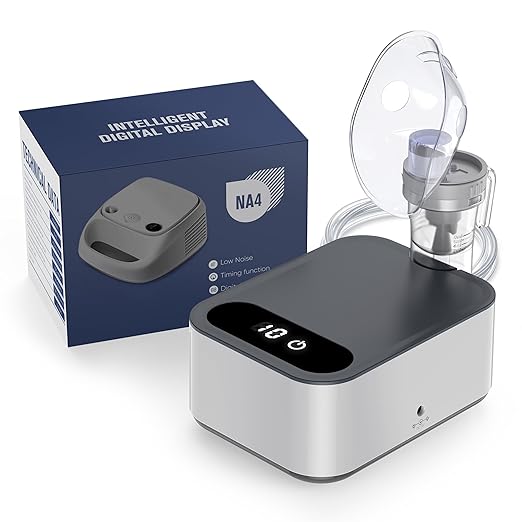 AEE Smart Nebulizer for Adults and Kids-Digital Display Nebulizer with Adjustable Time,Portable Nebulizer Machine for Breathing with Mouthpiece & Mask