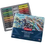 Derwent Inktense Blocks 24 Tin, Set of 24, 8mm Block, Soft Texture, Watersoluble, Ideal for Watercolor, Drawing, Coloring, Crafts and Painting on Paper and Fabric, Professional Quality (2300443)