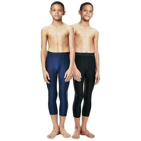 Devops Boys 2-Pack 3/4 Compression Tights Sport Leggings Pants (X-Large, Black ...