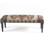 Lr Home Jute / Wool Cushioned Vanity Wood Indoor Bench, Size: 3'11 inch X 1'4 inch