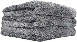 The Rag Company - Eagle Edgeless 600 (3-Pack) Professional Korean 70/30 Blend Super Plush, Microfiber Auto Detailing Towels, Buffing & Polishing, 600gsm, 16in x 16in, Dark Grey