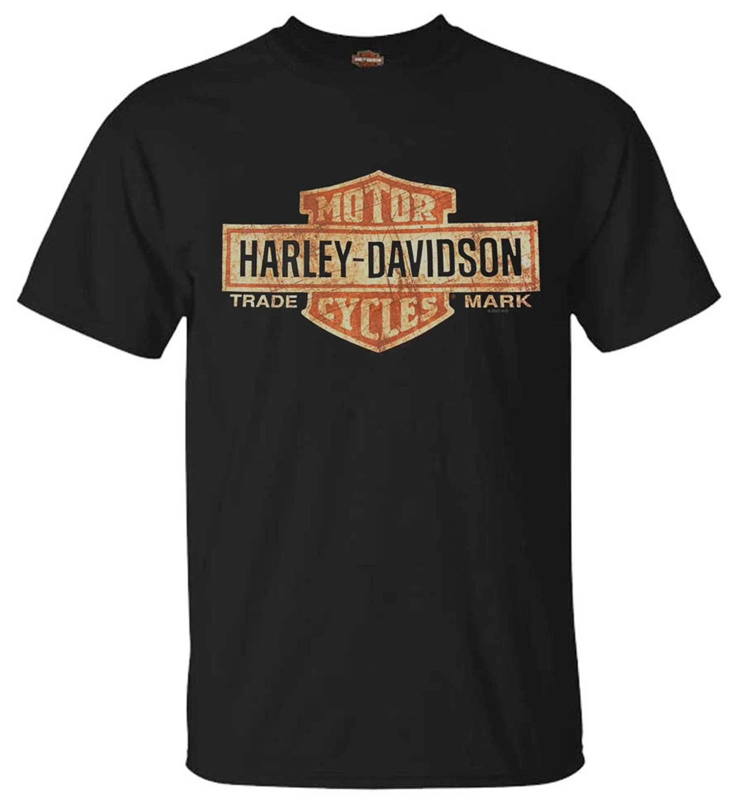 Harley-Davidso<wbr/>n Men&#039;s Distressed Elongated Bar &amp; Shield Black T-Shirt 30296553