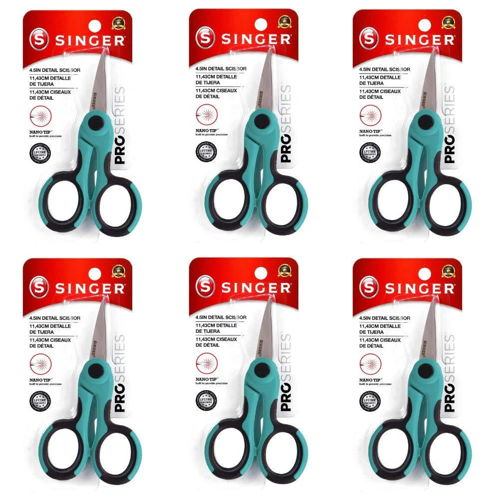 SINGER 00557 4-1/2-Inch ProSeries Detail Scissors with Nano Tip (6-Pack)