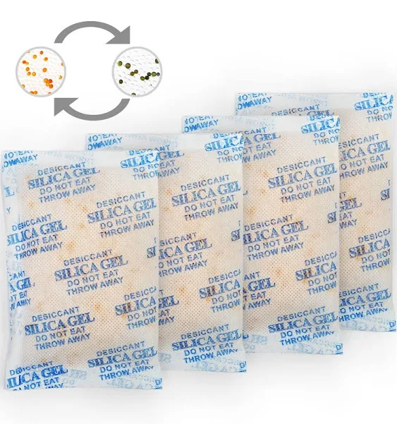 Lotfancy 150 Packs 50 Gram Silica Gel Packets, Indicating Desiccant Packets, Size ...