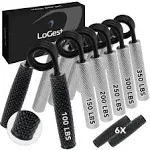 Logest Metal Hand Grip Set, 100LB-350LB 6 Pack No Slip Heavy-Duty Grip with Gift