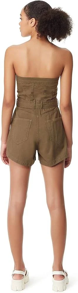 Circus NY Womens Strapless Belted Front Zipper RomperRomper Short