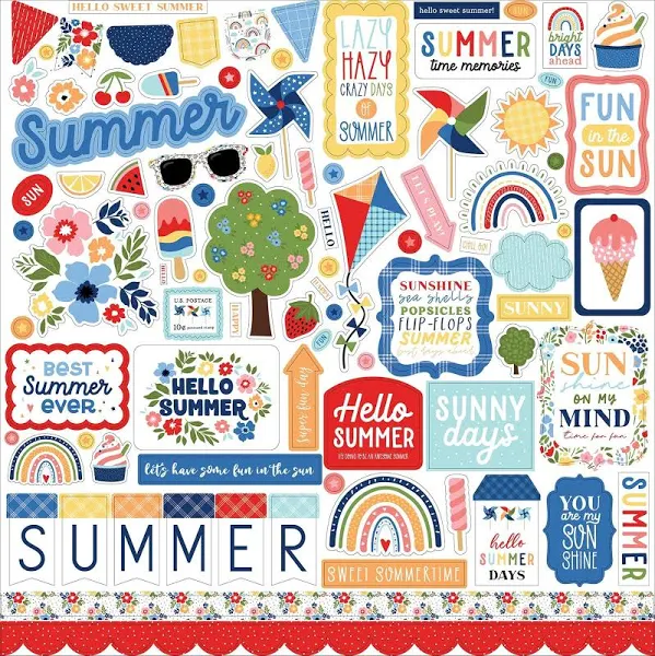 My Favorite Summer Elements Cardstock Stickers, Echo Park, 12"x12"