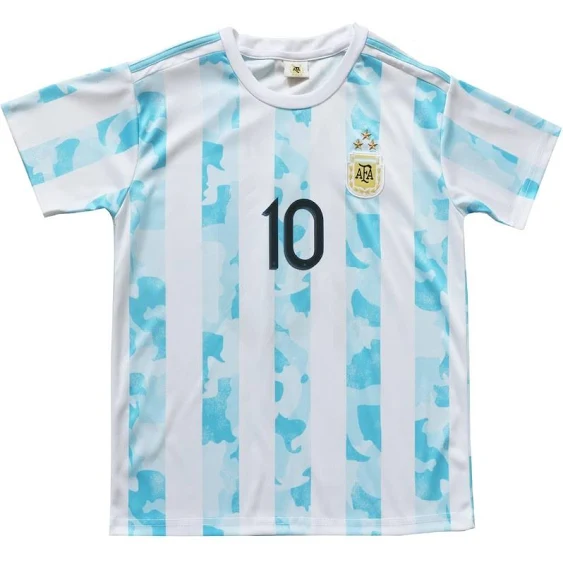 Birdbox 2021 Argentina Home Blue #10 Lionel Messi Kids Soccer Jersey & Shorts Set ...