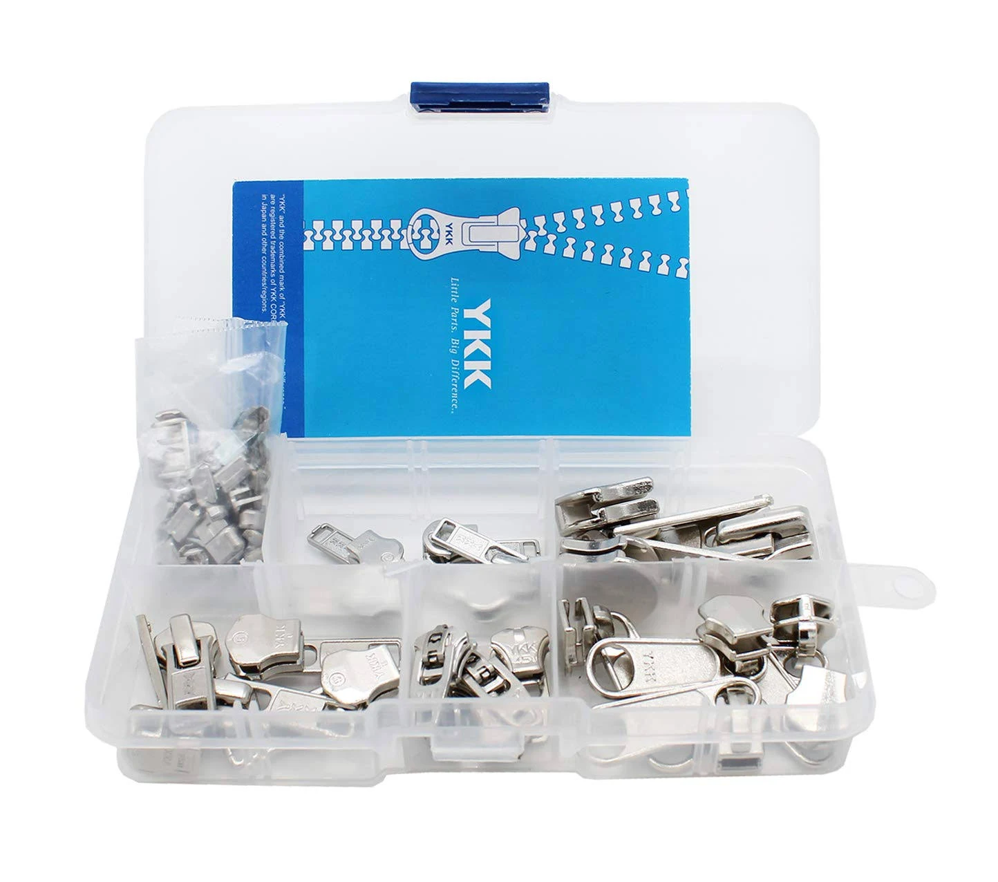 Zipper Repair Kit Solution Metal YKK Assorted Aluminum Slider Easy Container ...