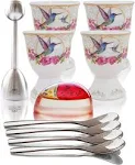 NobleEgg Premium Egg Cups for Soft Boiled Eggs | Set of 4 | Egg Timer Pro | 18/10 Egg Spoons | Egg Topper | Gift/Storage Box