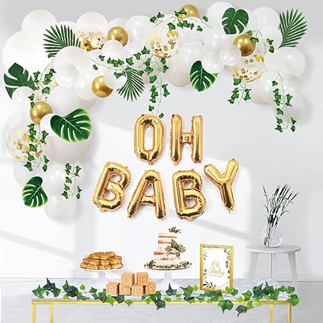 Ola Memoirs Greenery Baby Shower Decorations, Boho Neutral Oh Baby Balloon 