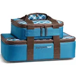 Rachael Ray Lugger Duo, Insulated Casserole Carrier for Hot or Cold Food, Thermal Lasanga Lugger Tote for Pockluck, Parties, Picnic, and Cookouts, Fits 9" x 13" Baking Dish, Blue Plaid