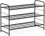 Coonoor 3 Tier Shoe Rack,Stackable and Adjustable Multi-function Wire Grid Shoe ...