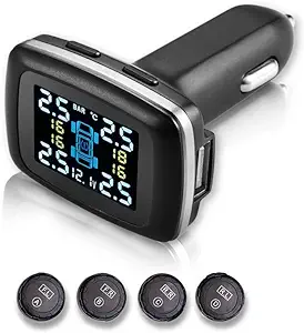 B-qtech Tire Pressure Monitoring System 4 External Sensors 0-3 5Bar 50PSI 6 Alarm ...