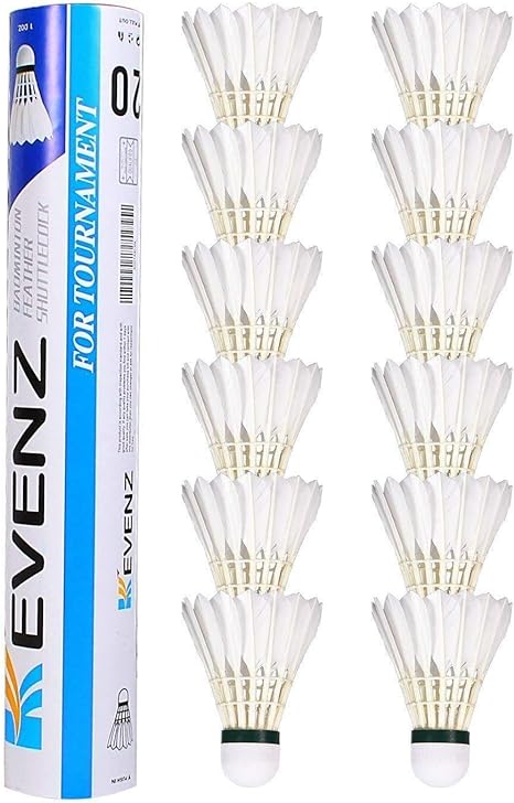 KEVENZ Goose Feather Badminton Shuttlecocks with Great Stability and Durability, High Speed Badminton Birdies